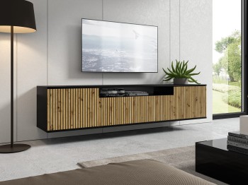 Panama 200cm Wandschrank RTV gefräste Fronten Eiche artisan/schwarz