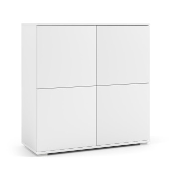 Masimo 100 cm Kommode für Wohnzimmer weiß matt 4 Türen niedrige Beine