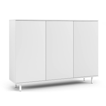3D Kommode Masimo 150 cm weiß matt weiß Metall Beine Runde Pfosten