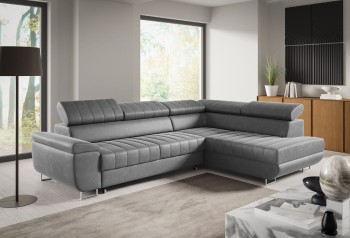 Benet Schlafsofa mit L-förmiger Steppung mit Schlaffunktion - grau Kronos 15