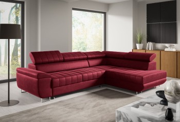 Benet Schlafsofa mit L-förmiger Steppung mit Schlaffunktion - kastanienbraun Kronos 02