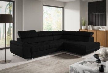 Benet Schlafsofa mit Nähten L-förmig umwandelbar mit Schlaffunktion - schwarz Fresh 17