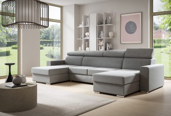 NELA U-förmiges Ecksofa mit glatten, beweglichen Kopfstützen - Kronos 53