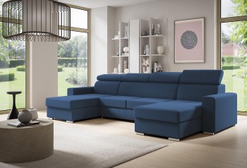 NELA U-förmiges Ecksofa mit glatten, beweglichen Kopfstützen - Kronos 05