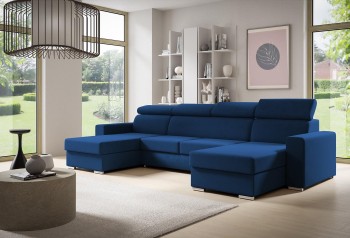 U-förmiges glattes Ecksofa NELA mit Schlaffunktion - Kronos 09