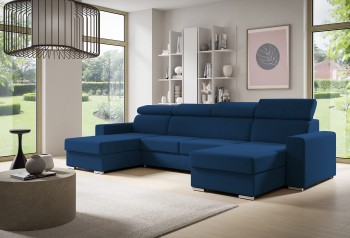 NELA Ecksofa U-förmig glatt verstellbare Kopfstützen - Monolith 77