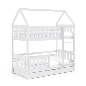Pola Holzetagenbett für Kinder Haus 80x190 - in weiß