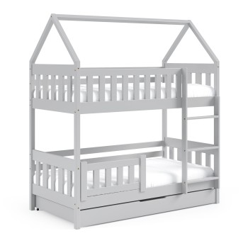 Pola Etagenbett für Kinder 80x190 - in grau - im Landhausstil