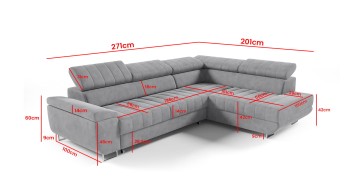 Benet Schlafsofa mit Naht L-Form Cabrio mit Staukasten - dunkelgrün Kronos 19