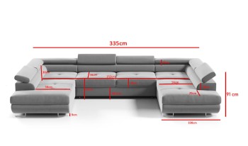 Akita Ecksofa Form-U Bettzeugbehälter Schlaffunktion Kronos 26