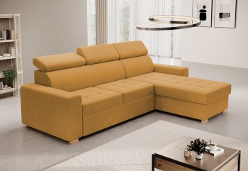 Luigi Schlafsofa gesteppt verstellbare Kopfstützen Schlaffunktion in Kronos 01 Stoff