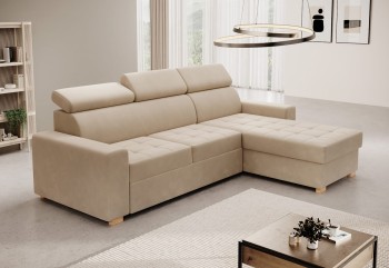 Luigi L-förmiges gestepptes Wohnzimmerecksofa mit Schlaffunktion Kronos 35