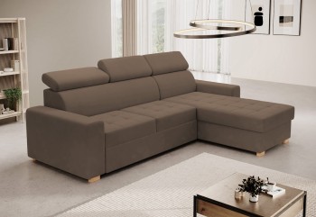 Schlafsofa Luigi mit verstellbaren Kopfstützen, umwandelbar in Stoff Monolith 15