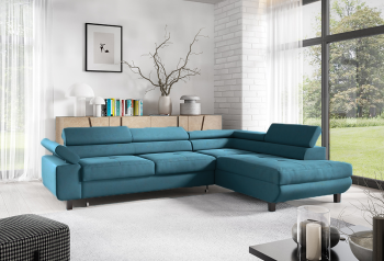 Olo Schlafsofa FRESH 34 großzügiges Ecksofa Bewegliche Seitenwand blau