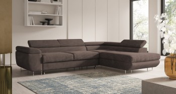 Eckcouch Avesta Cordstoff mit Schlaffunktion Poso 04 braun