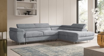 Avesta Ecksofa L-förmige verstellbare Kopfstützen Cordstoff Poso 055