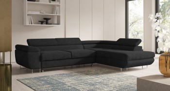 Ecksofa Avesta mit Schlaffunktion Cordstoff Poso 135 schwarz
