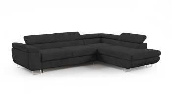 Ecksofa Avesta mit Schlaffunktion Cordstoff Poso 135 schwarz