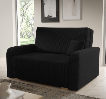 Kompaktes Wohnzimmer-Schlafsofa mit Stauraum Tessa II Poso 135 corduroy schwarz