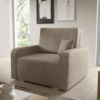 Kompaktes Sofa mit Schlaffunktion und Bettkasten Sofa Sessel Juno I Curio 11 beige