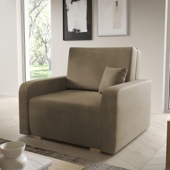 Sofa Sessel Praktisches Schlafsofa mit Bettkasten Juno I Curio 20 braun