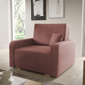 Sofa Sessel Stilvolles Ausziehsofa mit Bettkasten Juno I Curio 63 rosa