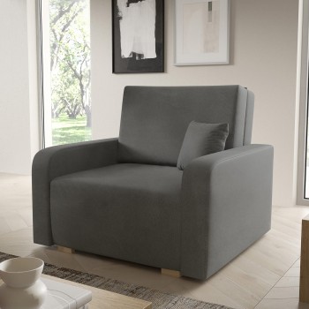 Sofa Sessel Kompakte Schlafcouch mit Bettkasten Juno I Curio 93 dunkelgrau