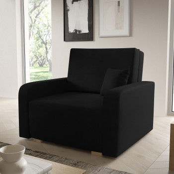 Sofa Sessel Elegantes Funktionssofa mit Bettkasten und Schlaffunktion Juno I Curio 99 schwarz