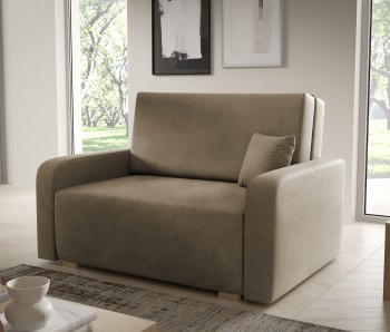 Platzsparendes Ausziehsofa mit Bettkasten Juno II Curio 20 braun