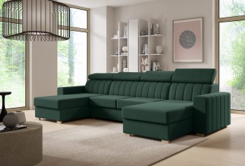 Avanti U Schlafsofa mit Steppung Monolith 37 Stoff