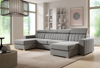 Avanti U Schlafsofa mit Steppung Monolith Stoff 84