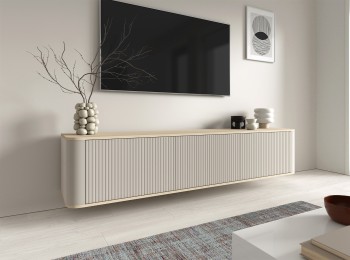 RTV Kommode Misterio 200cm mit geriffelter Front Cashmere Eiche Vicenza
