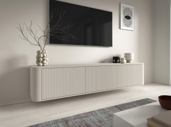 RTV Kommode Misterio 200cm geriffelt mit abgerundeten Seiten Cashmere