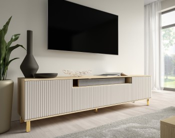 Capri Premium RTV 200 Kommode mit goldenen Beinen Cashmere Eiche Vicenza