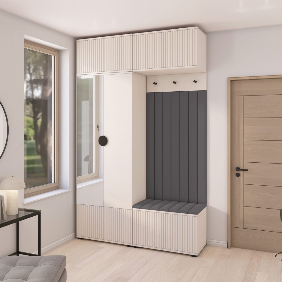 Szafa frezowana Ritmo 70cm z lustrem Cashmere beżowa