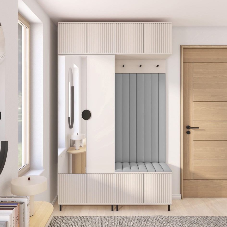 Szafa frezowana Ritmo 70cm na wysokich nóżkach z lustrem cashmere
