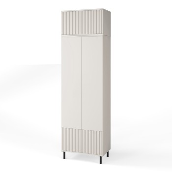 Gefräster Garderobenschrank mit Aufsatzschrank Ritmo 70 cm auf hohen Füßen Cashmere