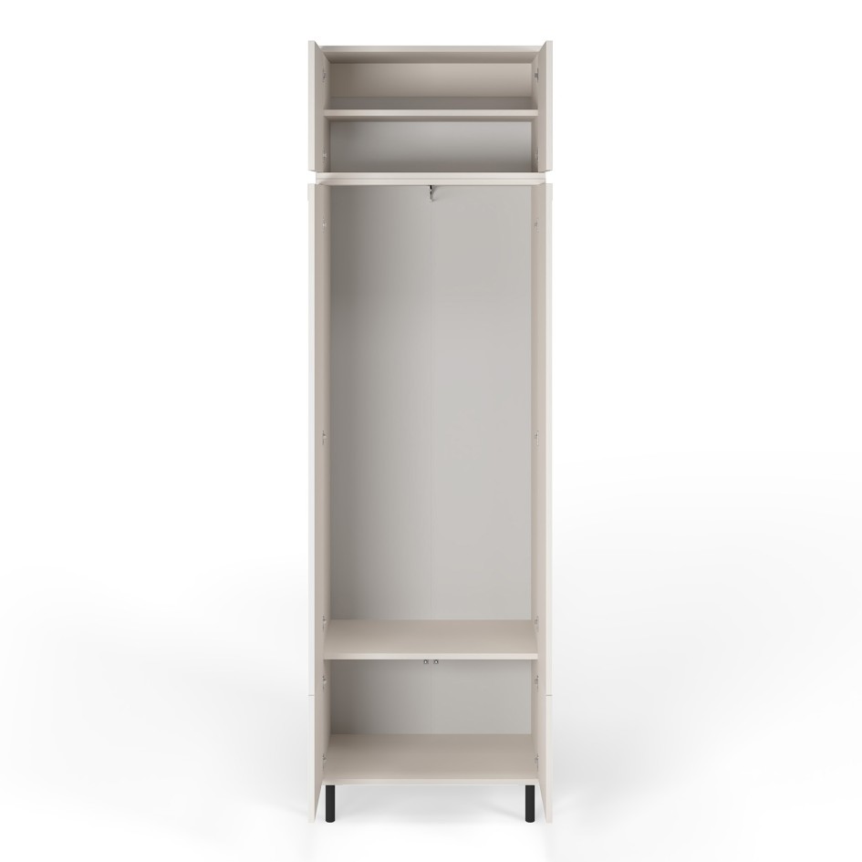 Szafa frezowana z nadstawką Ritmo 70cm na wysokich nóżkach cashmere