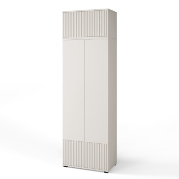 Gefräster Garderobenschrank Ritmo 70 cm mit Aufsatzschrank Cashmere Beige