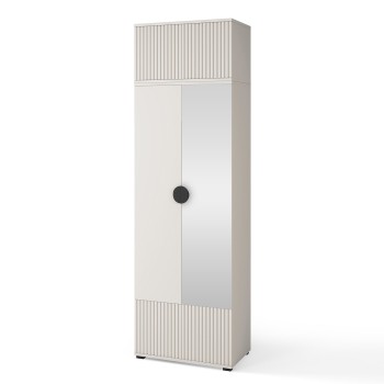 Gefräster Garderobenschrank Ritmo 70 cm mit Aufsatzschrank und Spiegel Cashmere Beige