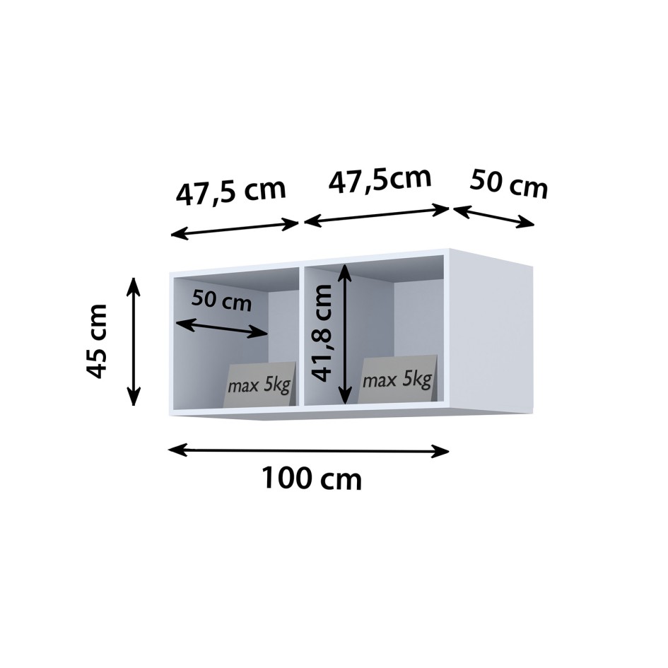 Szafa do zabudowy garderoby Eris 100cm z nadstawką - Antracyt