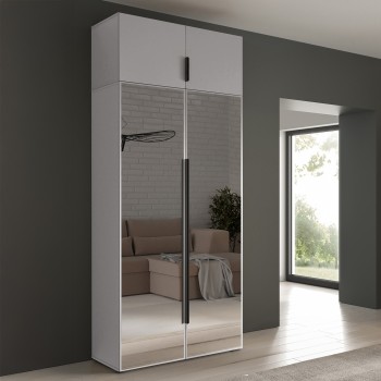 Geräumiger Eris Kleiderschrank 100 cm mit schwarzen Metallgriffen – Weiß
