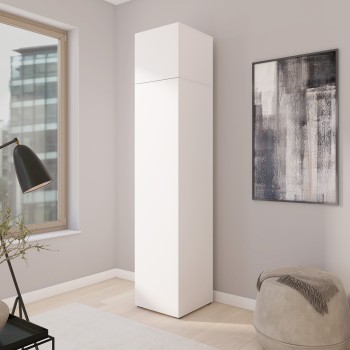 Moderner Eris Hochschrank 50 cm mit Aufsatz – Weiß