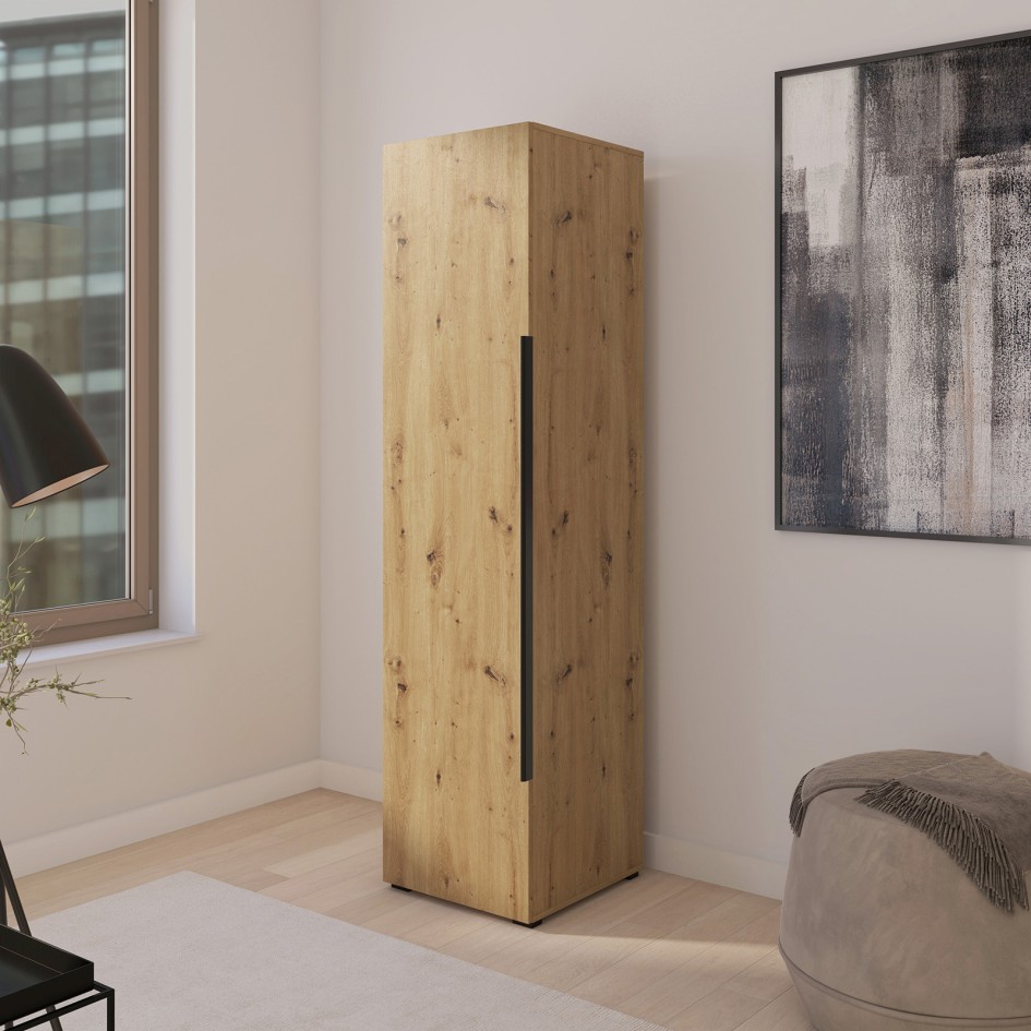 Pojemna szafa słupek Eris 50cm z uchwytem - Dąb Artisan