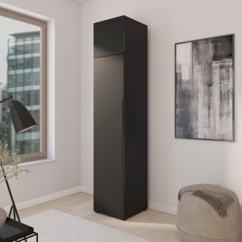 Moderner Eris Kleiderschrank 50 cm mit Aufsatz Schwarz