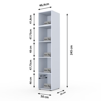 Eris Kleiderschrank 50 cm für Schlafzimmer und Ankleidezimmer Weiß