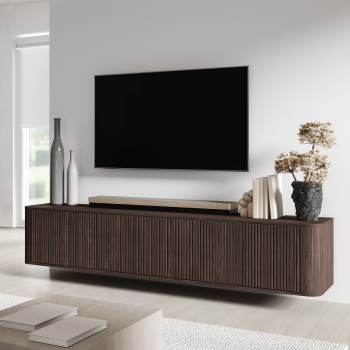 TV-Lowboard Misterio Premium 220 cm Nussbaum Lincoln geräumiges Lowboard für moderne Wohnzimmer