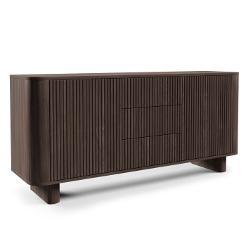 Kommode Misterio Premium 2 Türen 3 Schubladen 150 cm modernes Design mit Lamellenfronten Nussbaum Lincol