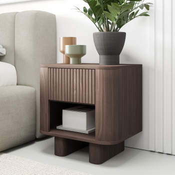 Misterio Premium Nachttisch 50 cm mit Schublade und minimalistischem Design Nussbaum Lincoln
