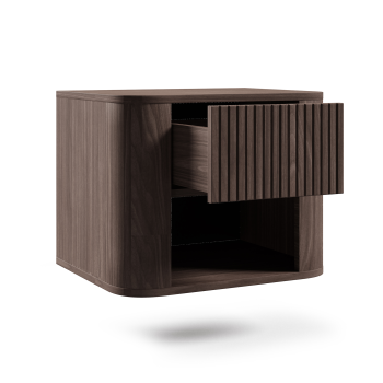 Nachttisch Misterio Premium 50 cm Nussbaum Lincoln Design mit Lamellenfronten